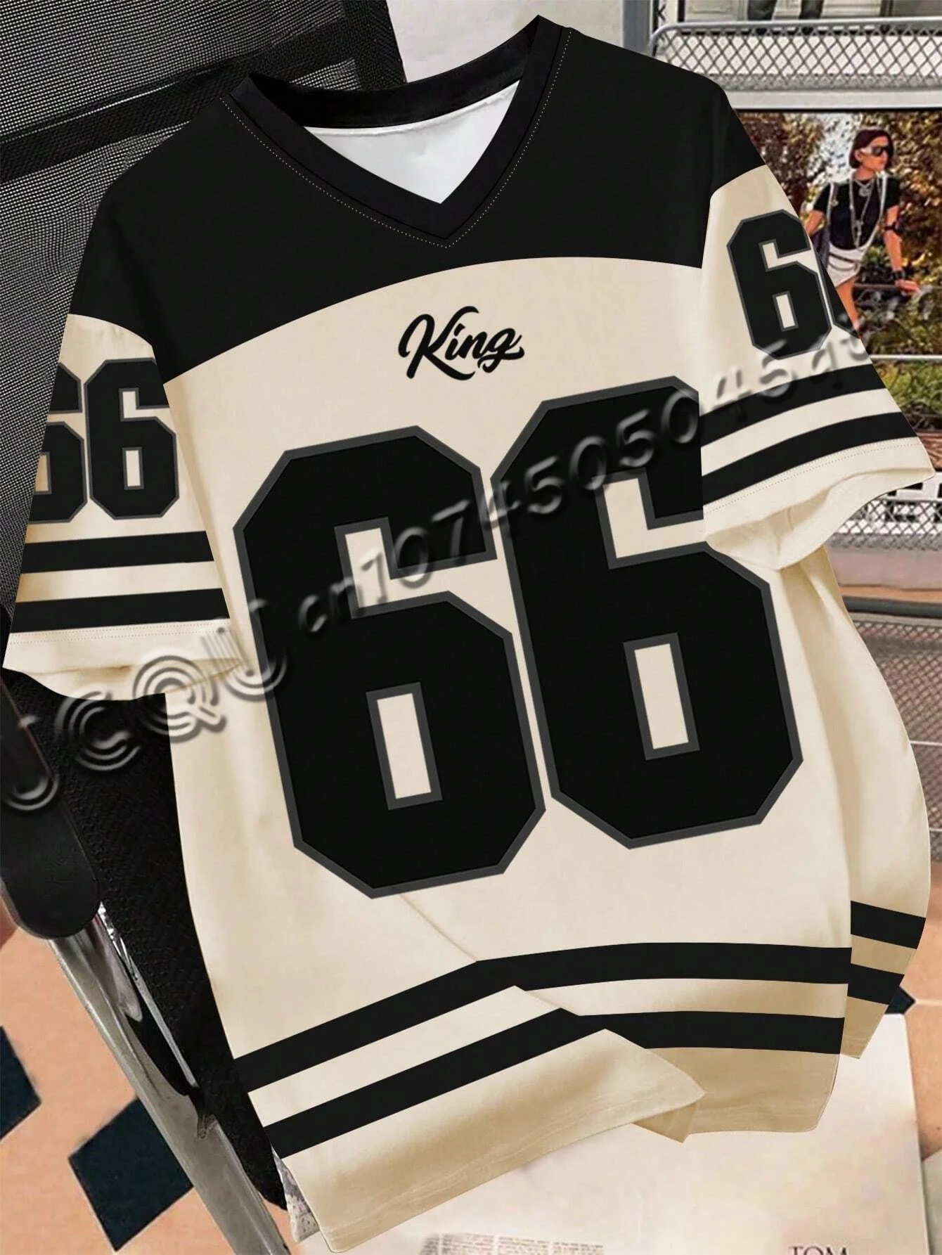 King Number 66 Print Men's Short Sleeve T-Shirt Casual Crew Neck Summer Women's Spor T-shirt Tops Dustproof Tee