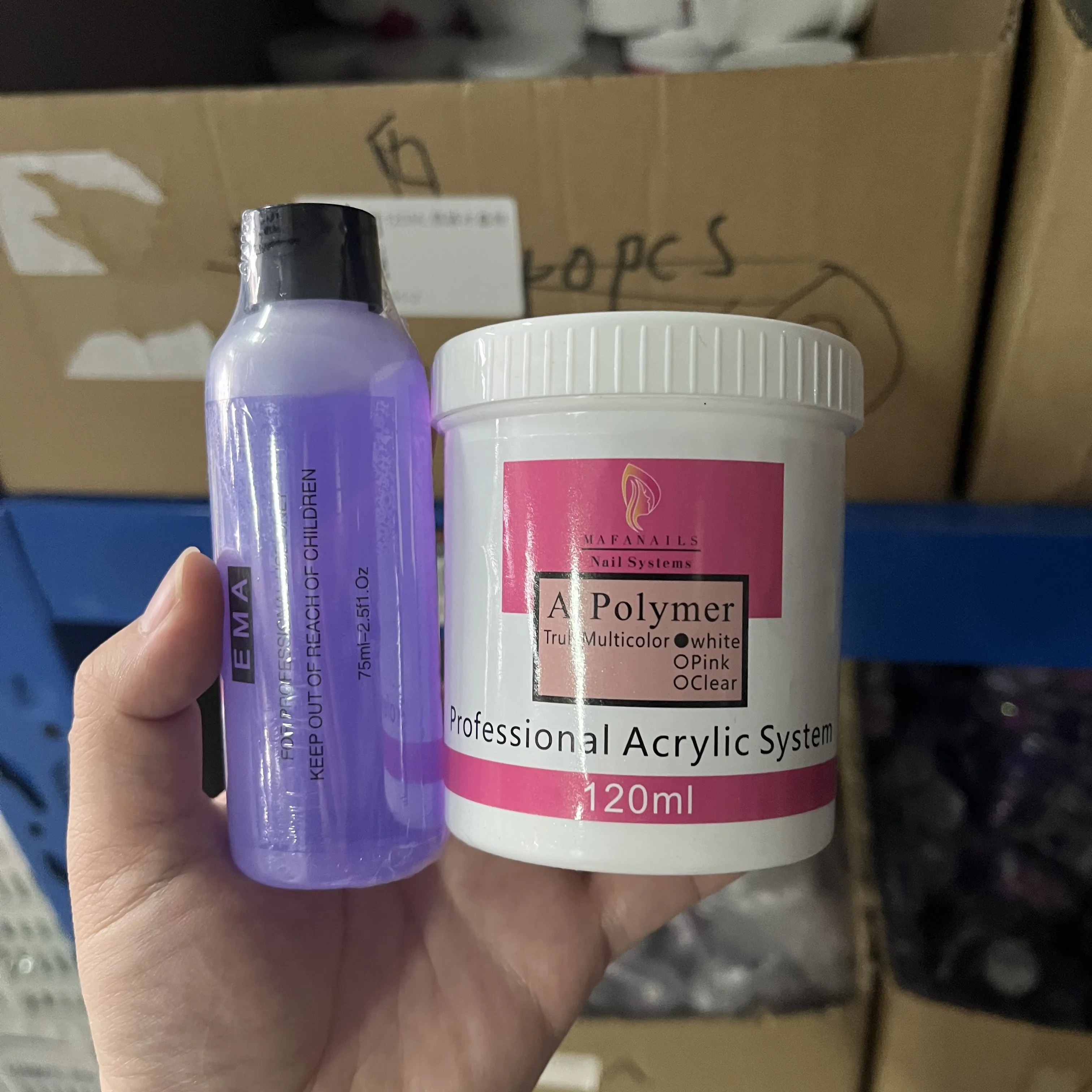 120ML Acrylic Powder + 75ML Crystal Liquid Monomer Set Pink/White/Clear Manicure Tools