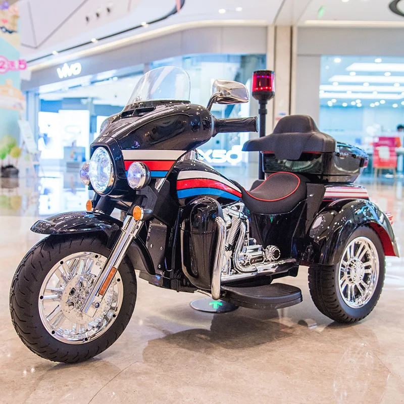 DokiToy Children's Electric Motorcycle Car Can Sit For Two People Male And Female Baby Children Charging Three-wheeled Toy Car