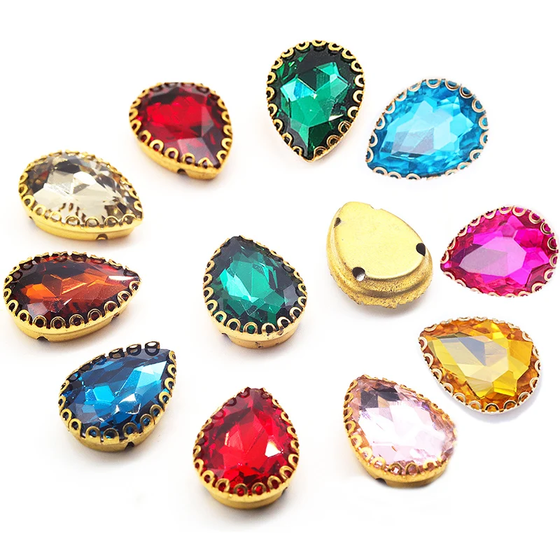 Teardrop Sewon Rhinestones Lace Claw Decorative Glass Flat Crystals