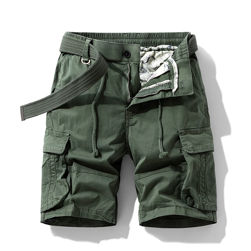 Outdoor Work Clothes Shorts Men's Loose Straight Casual Versatile Multi-Pocket Pants Elastic Waist Mountaineering Sports Shorts 4