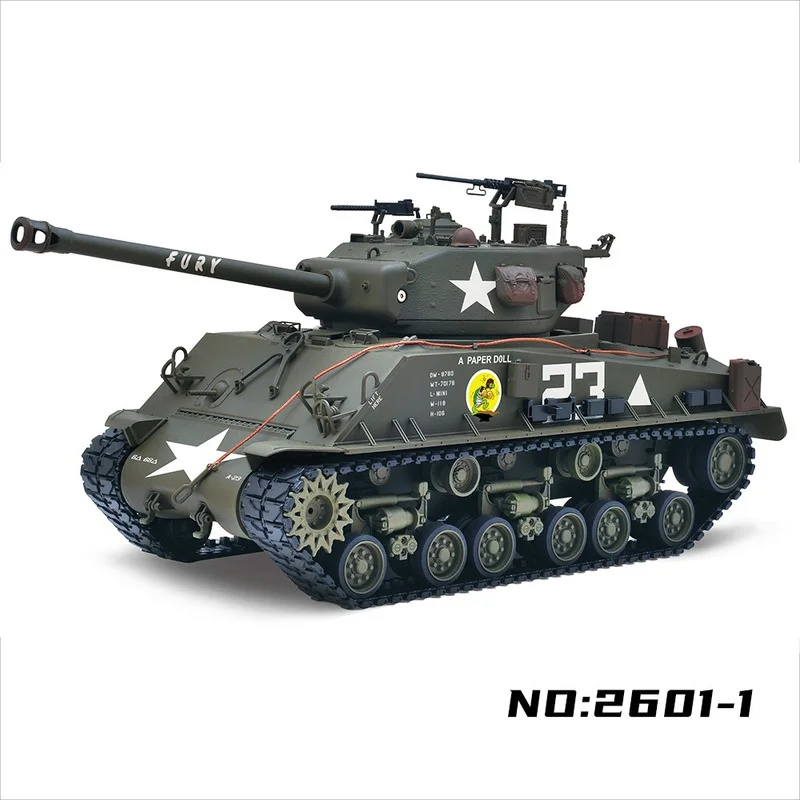 RC 배틀 탱크 M4A3 US 셔먼 퓨리 2차 세계대전 군사용 1/16 스케일 2.4GHz 무선 조종 장갑차 성인 취미 수집가용