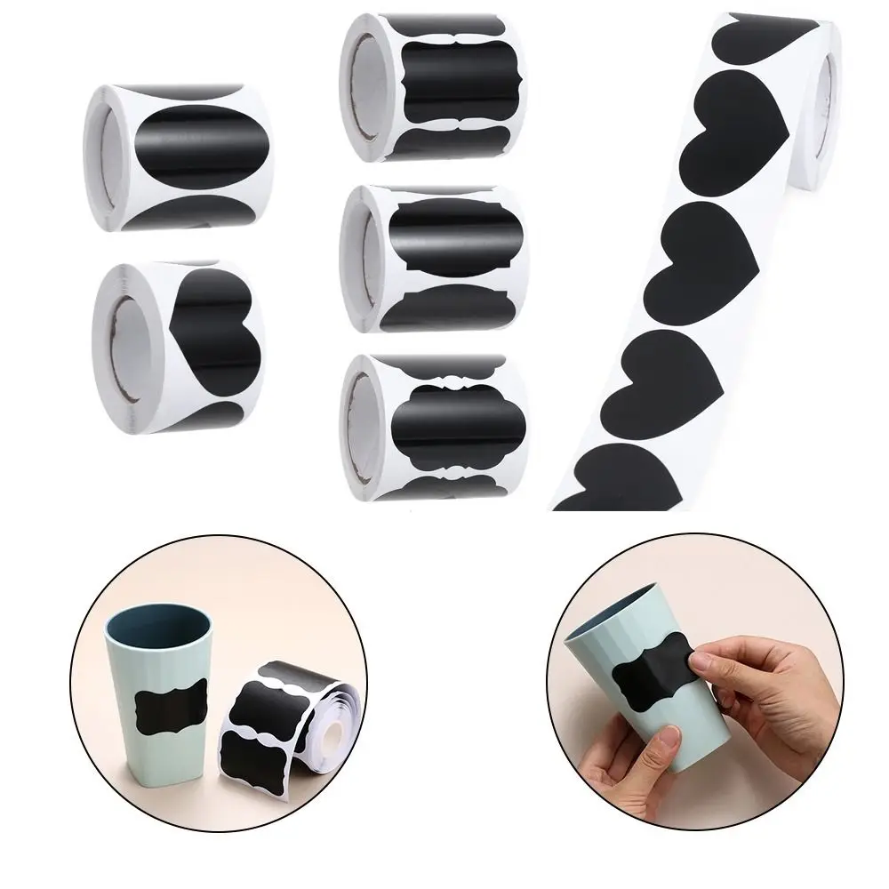 120Pcs/롤 내구성 PVC 라벨 스티커 이동식 방수 칠판 라벨 5가지 스타일 칠판 스티커 홈&키친