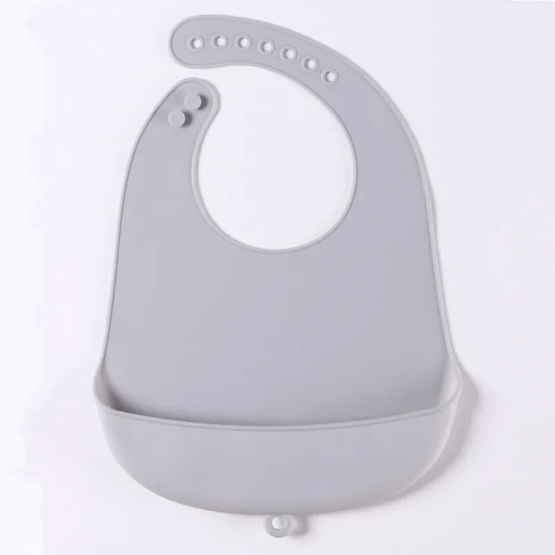 1Pcs 새로운 점심 앞치마  실리콘 Bibs  어린이 소녀 소년 방수 타액 고체 먹이 Bib  실리콘 Bib 앞치마