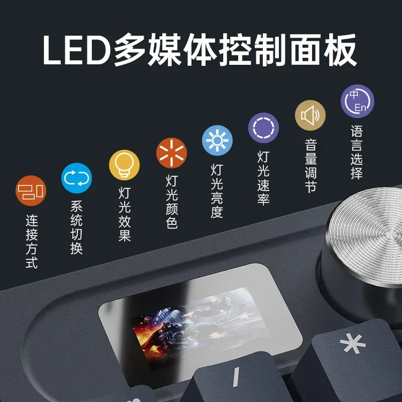 Langtu 무선 블루투스 유선 기계식 키보드, RGB 핫스왑 104 키 키보드, PC 액세서리, 게이머 사무실 남자 선물, LT104, 2.4G
