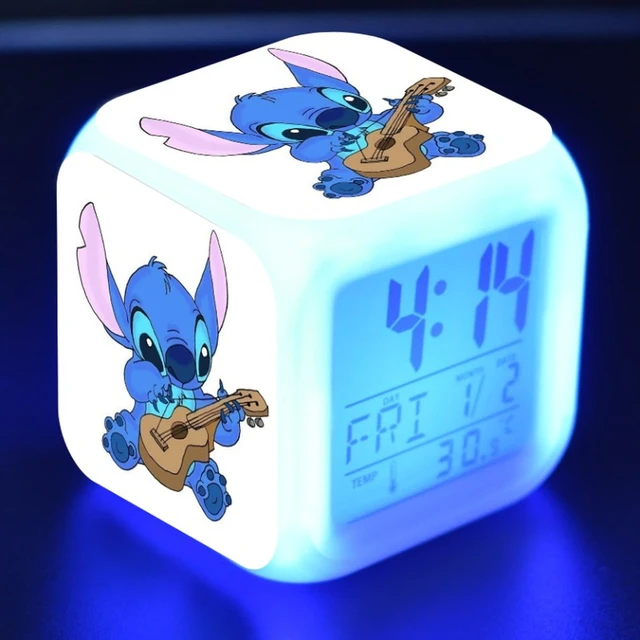 Cartoon Stitch 7 Couleur Led Changement Numérique Réveil