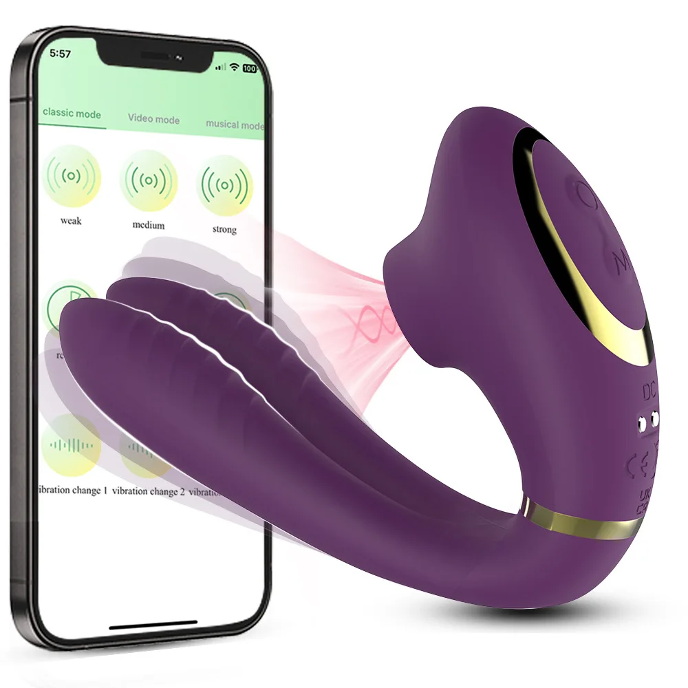 Sucking Dual Vibrator APP Remote Control Silicone Female Masturbation Breast Clamp Clitoral Massage masturbadores para hombre