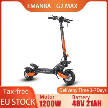Monopattino Elettrico EMANBA G2 MAX 1200W 48V 21Ah Lunga Autonomia Fuoristrada Potente Pieghevole per Adulti Disponibile in UE Senza Tasse