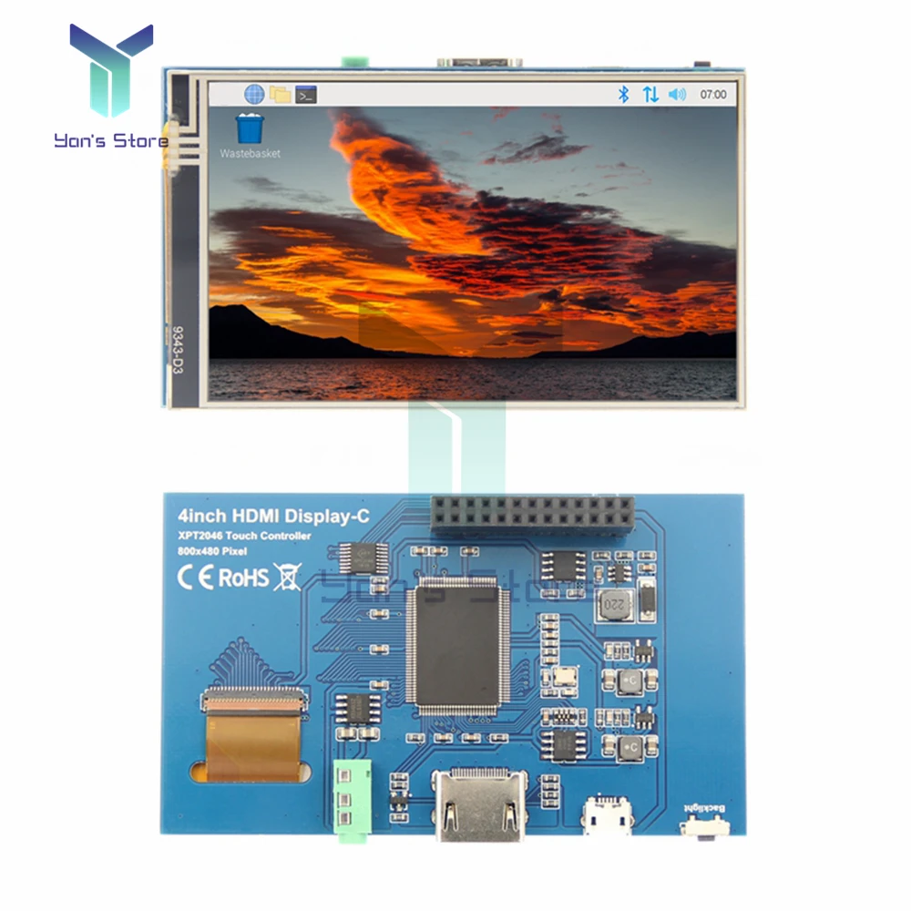4 Inch Hd Hdmi Usb Lcd Display Touch Screen 800*480 Tft Ips Resistive ...