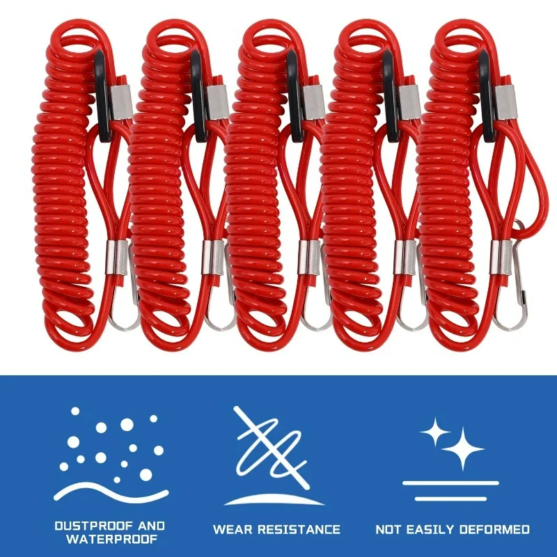 Boat Engine Kill Stop Switch Emergency Stop Switch Safety Lanyard Rope for Motorboat Outboard Motors Boat Safety Equipment