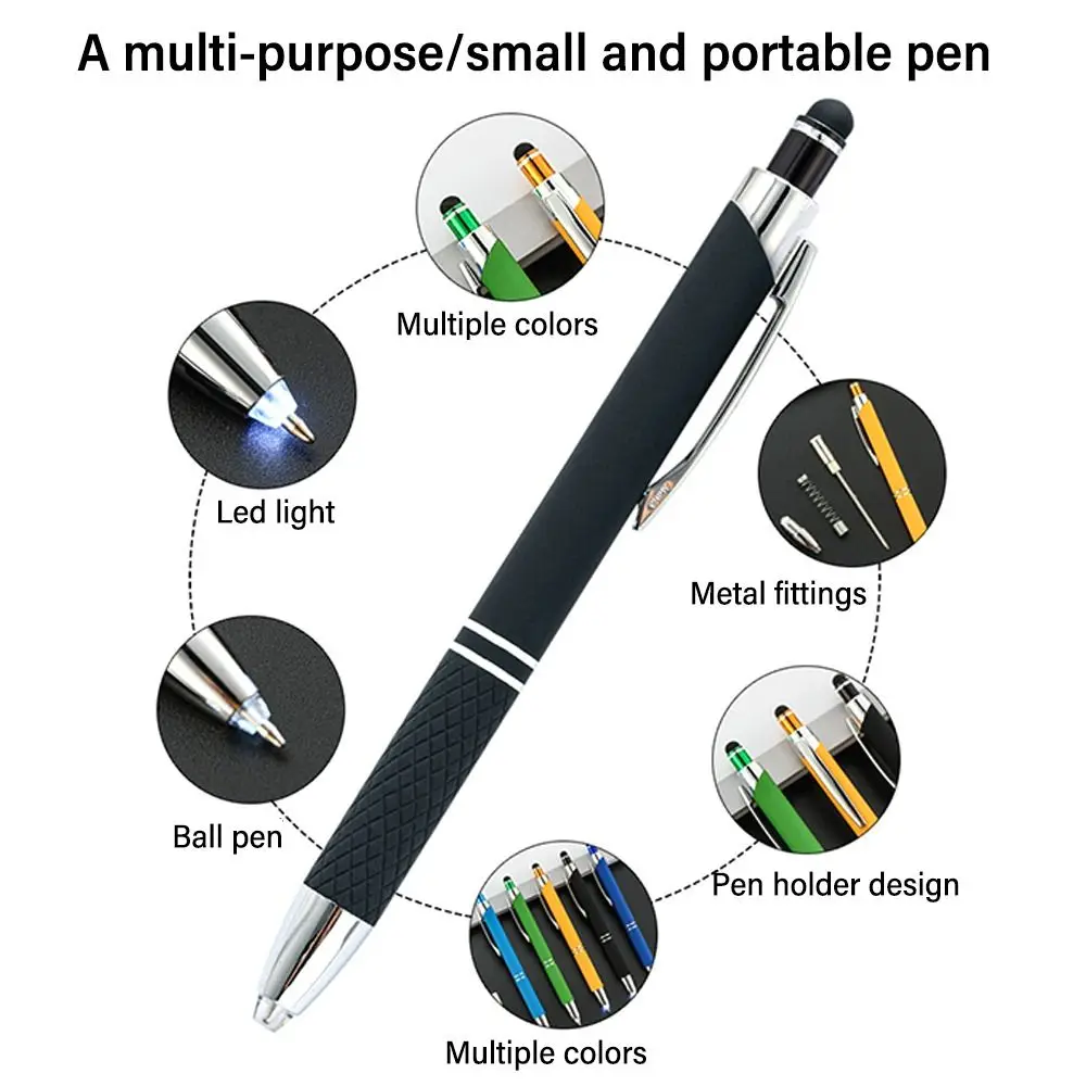 3-in-1 LED Lamp Multi-function Metal Capacitive Pen Ballpoint Pen With Light Mobile Phone Screen Touch Gadgets Construction Tool multifunction pen