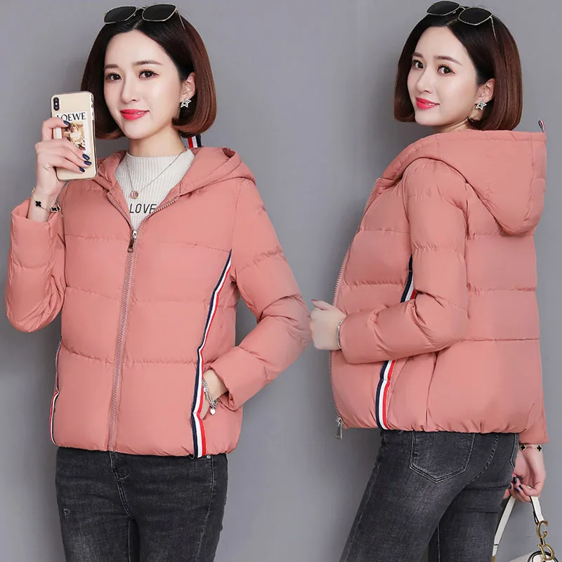 

YASUGUOJI New Winter 2022 Women Thin Down Jacket Cotton Down Hooded Jackets Long Sleeve Warm Coat Parka Female Portable Outwear