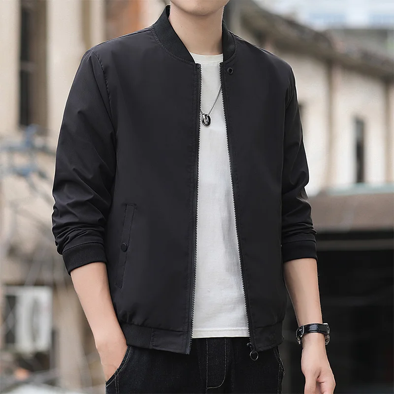 New Bomber Jacket Men's High Street Black Versatile Jacket College Casual Fashion Tank Top Baseball Uniform  Green Jacket M-5XL