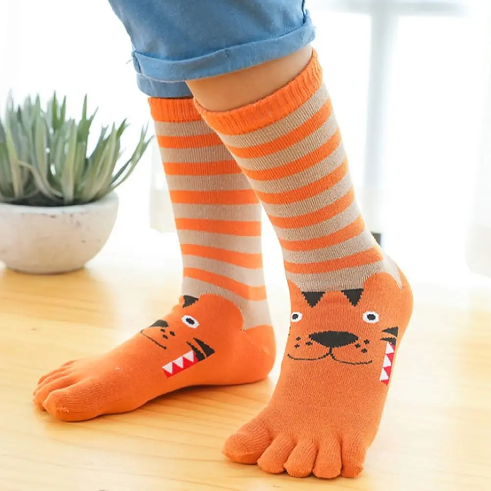 Breathable Children's Long Tube Socks Healthy Sweat-absorbing Five-finger Socks Cotton Socks