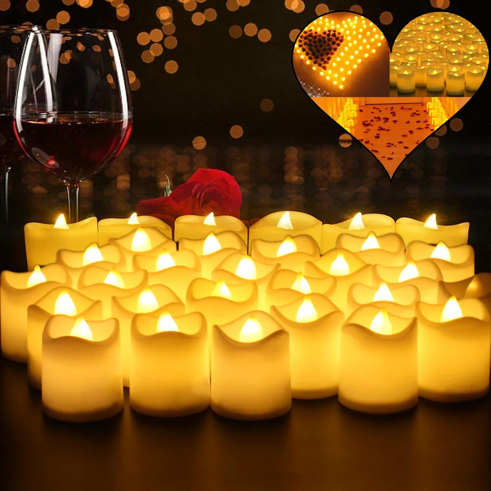 

12/24Pcs Creative LED Candle Battery Powered Flameless Tea Light Lamp for For Home Wedding Party Decoration Supplies Dropship