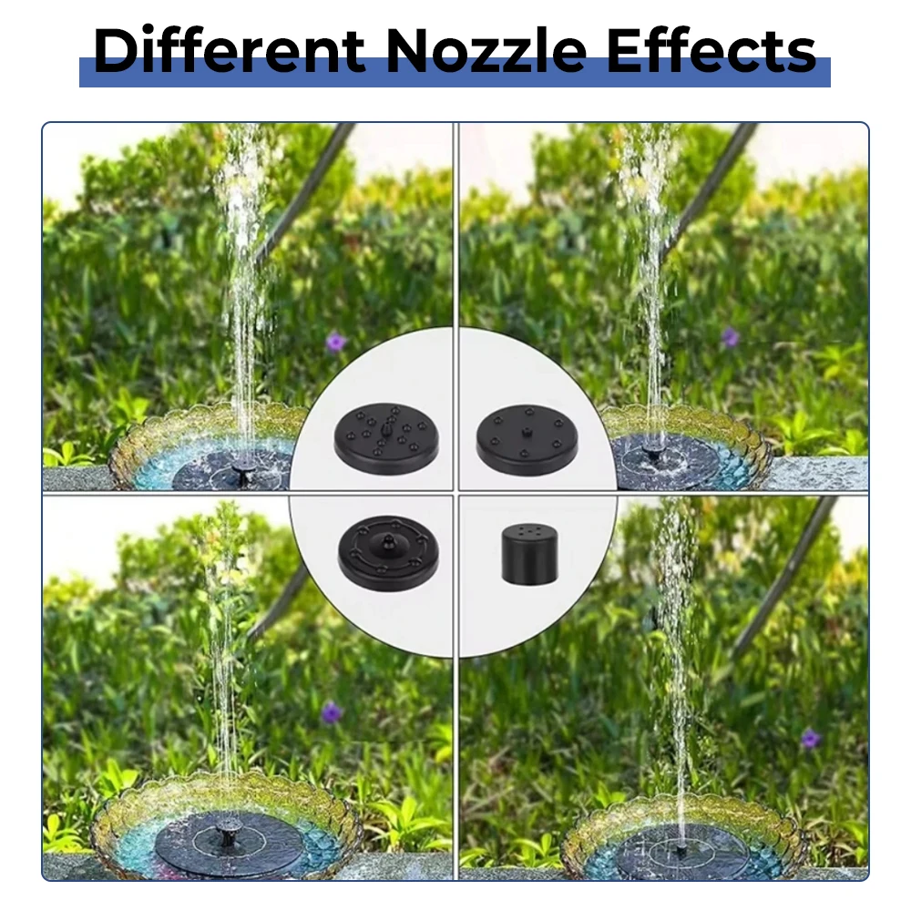 Solar Fountain Pump 2.5W 6Nozzles Solar Powered Pump Bird Bath Pond Garden Other Places Water Fountain Indoor water pump