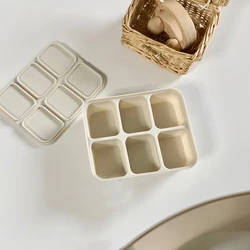 Premium 12-Grid Ice Cube Tray with Lid for Freezer - Mini Square Ice Ball Maker Mold (6 grid cream)