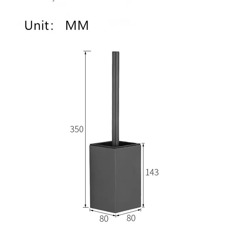 Black Toilet Brush Holder with Brush Aluminum Gray/White Bathroom Toilet Scrub Cleaning Holder Set