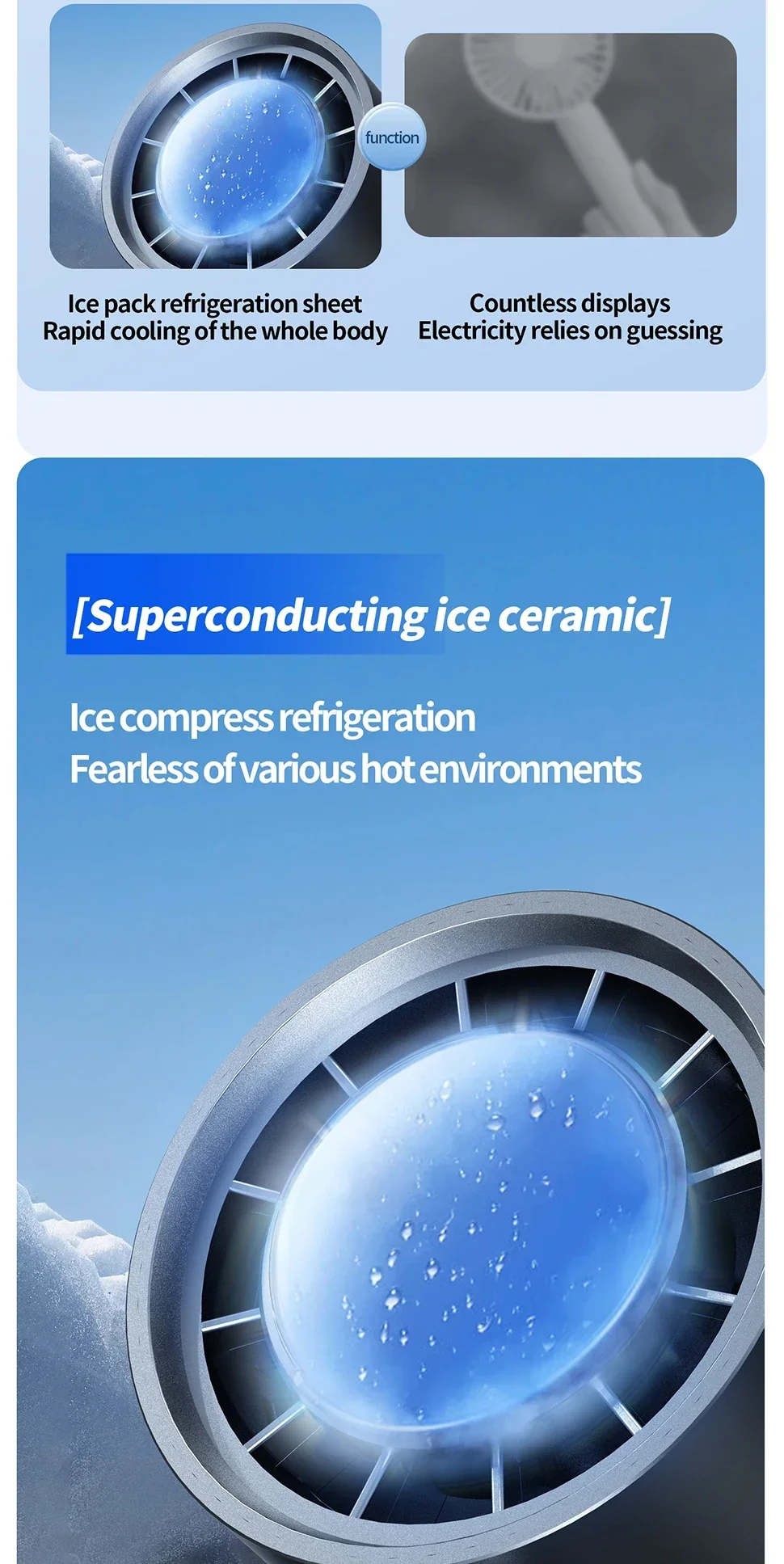 Description Picture 4 of itemTINSOL 4000mAh 100 speed compress handheld fan Mini Fan Portable USB Rechargeable Fan Mini Air Conditioner Small Fan Air Cooler