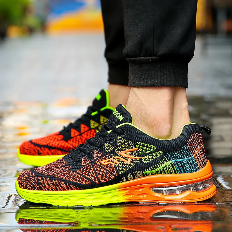 Casual Air Cushion Black Shoes Men Outdoor Breathable  Lace-up Sneakers Running Sports Shoes main image 1