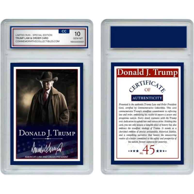 

Customs Trump Trading Card Limited Edition Trump paper trb Card in plastic case Unique Trump Gift for Collectors and Enthusiasts