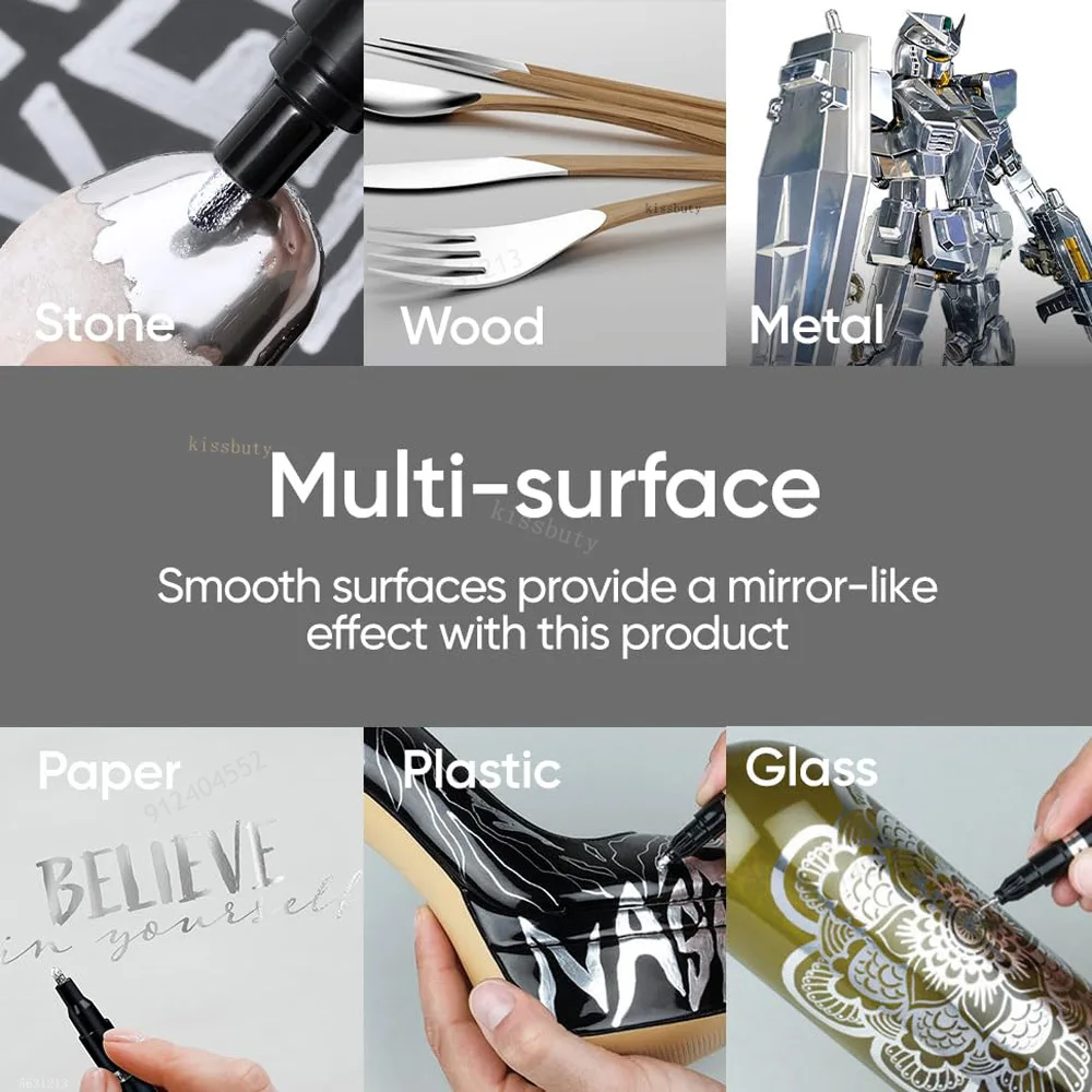 3/1pcs Mirror Chrome Marker Pen Set DIY Gold Silver Reflective Paint Art Car Styling Art Craftwork Pen Marker