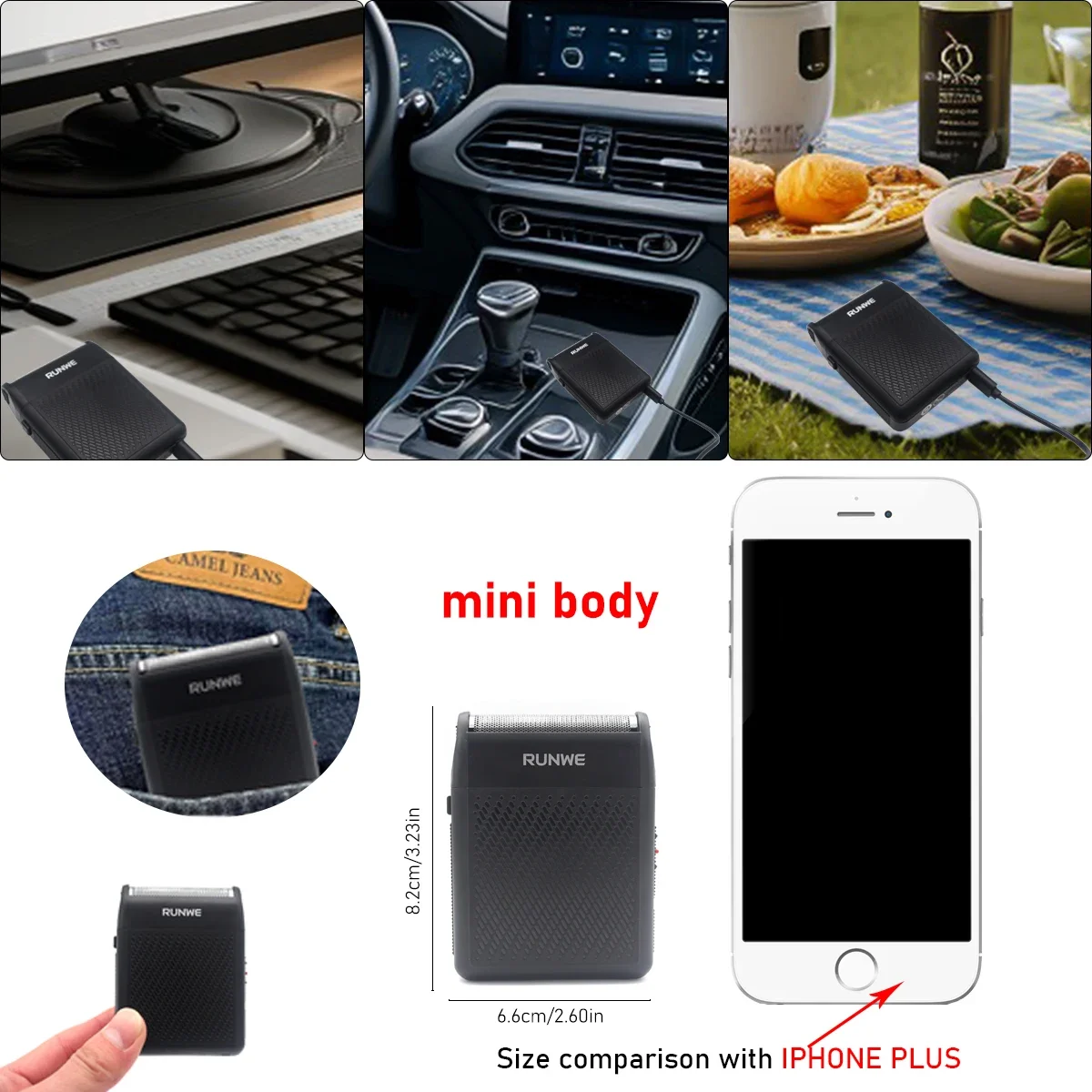 RUNWE RS750 Professional Shaver Men's Electric Shaver MINI Body Beard Trimmer Easy to Carry Travel Barber Machines