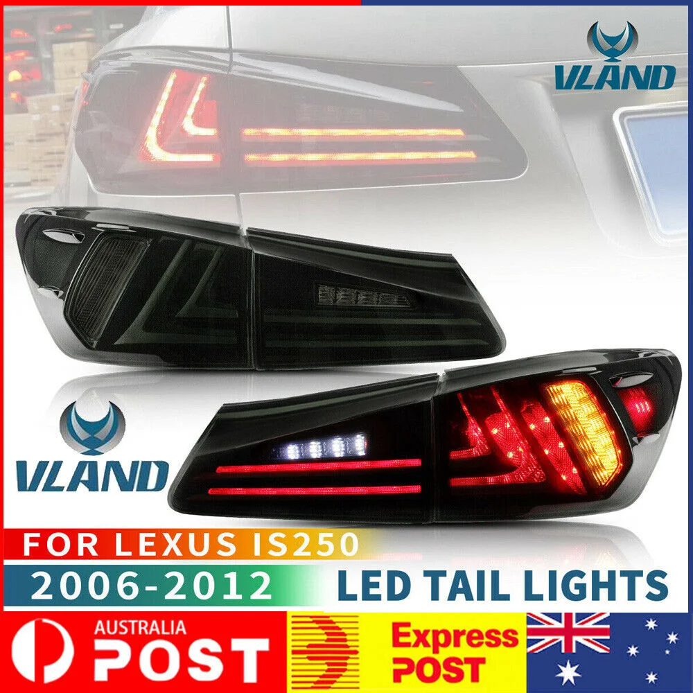 

Vland For Lexus IS250 IS350 ISF 2006-2012 Smoke Lens Pair Full LED Tail Lights