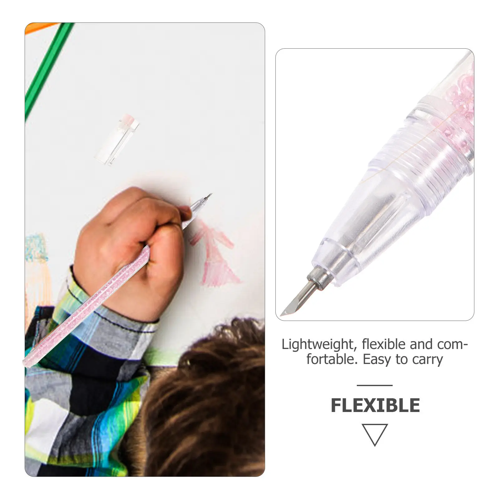 5Pcs 펜 모양 종이 커터 플라스틱 금속 인체 공학적 경량 안전 봉투 카드 테이프 사무실 홈 학교 용 공예 도구