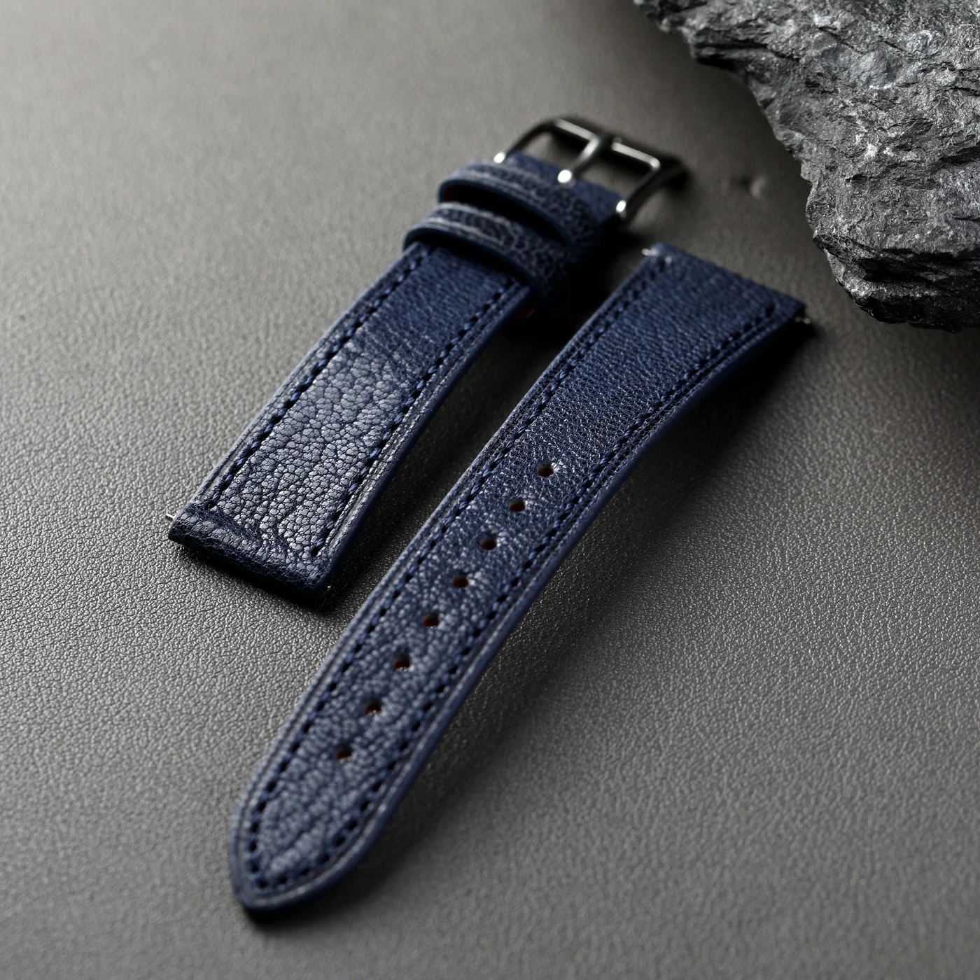 Ultra-Thin Deep Blue Genuine Leather Sheepskin Strap - Vintage Quick Release Bracelet, S/M Size