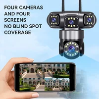 Caméra WiFi extérieure de sécurité domestique 10K 20MP, 4 objectifs, 4 écrans 360 °   Protection de sécurité de caméra PTZ de surveillance sans fil CCTV à zoom 16X 2