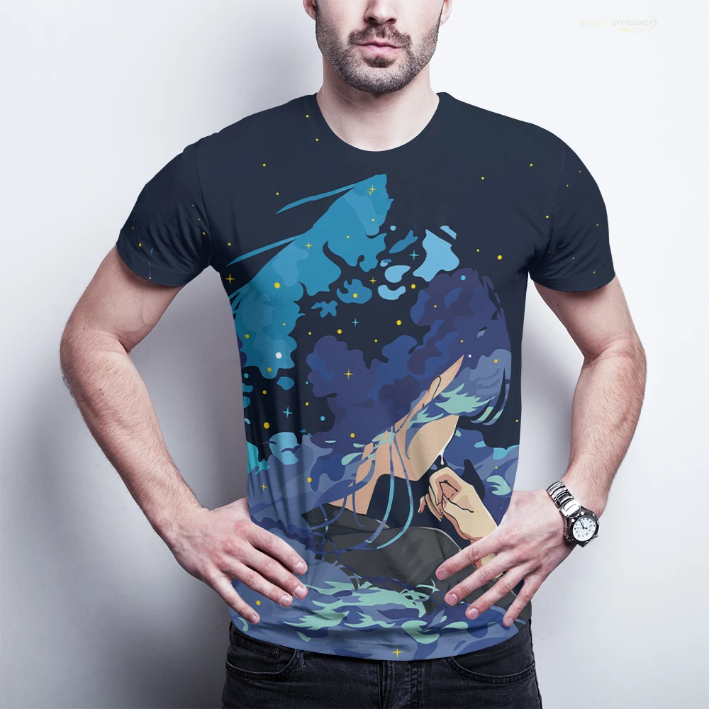 

Summer Men's T-shirt, Star Girl Cartoon 3D Print Breathable Harajuku Quick Dry Big Top, Men's And Women's Casual Fun T-shirt 6XL
