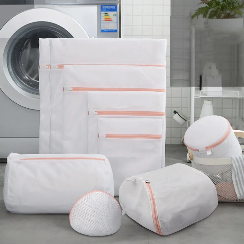 

Slim Net Laundry Washing Bag Zippers Permeable Mesh Large Washing Machine Protection Bags Travel Portable Organization Bags