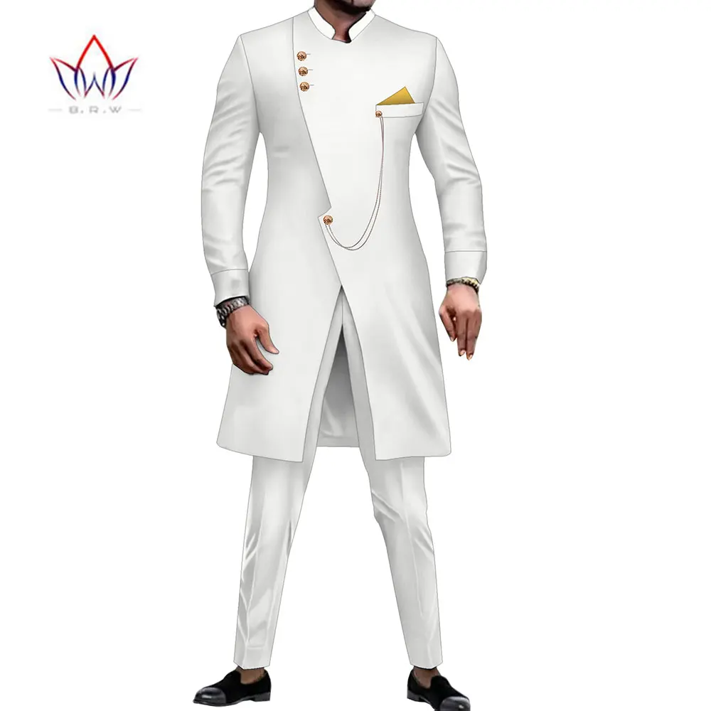 

African Men Clothes Tops and Pant Suit 2pcs Set Dashiki African Print Traditional Patchwork Party Wedding Clothing WYN1947