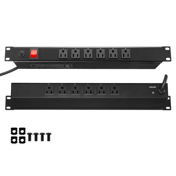 SucceBuy 1U PDU 8/10/12 Outlets 110-125V/15A Rack Mount Power Strip Fits Standard 19 Server Racks Ideal for Home and Office 1
