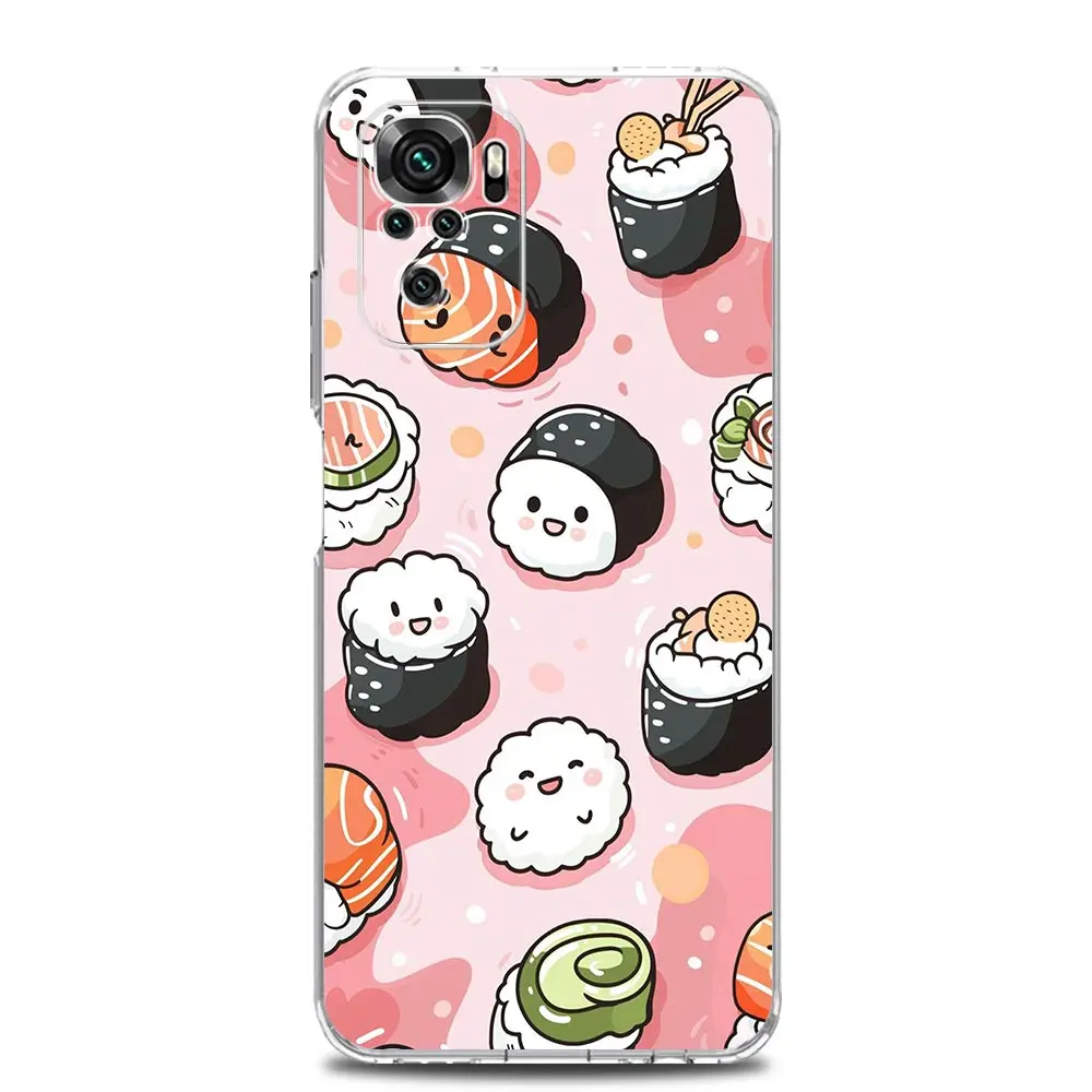 Clear Soft TPU Phone Case with Cute Cartoon Sushi Design