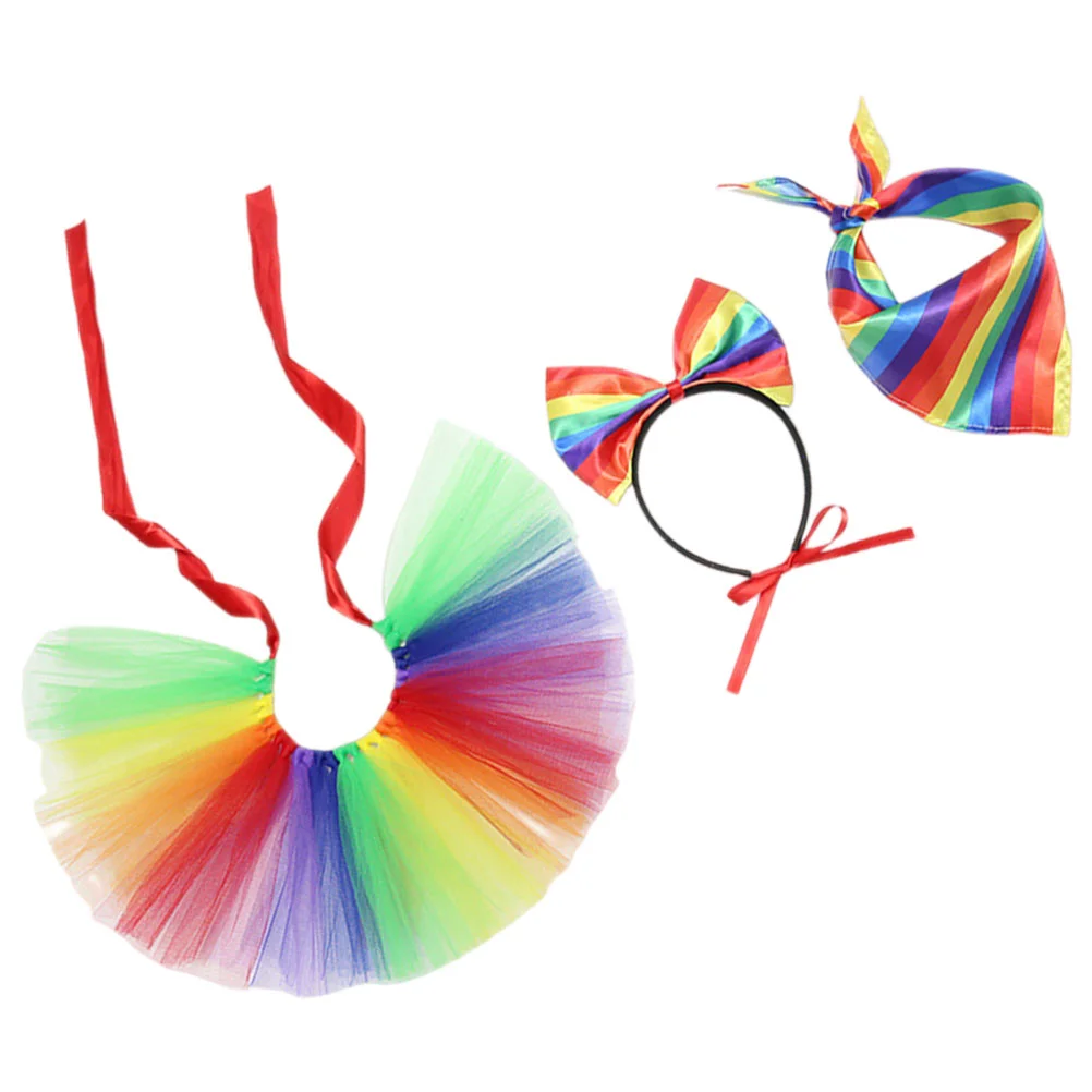 

Pride Month Decorations Accessories for Pet Skirt Dogs Puppy Tutu Textured Plastic Triangle Bandana Rainbow Headband Scarf