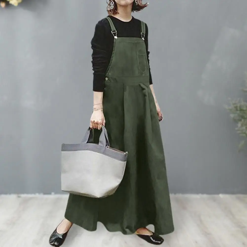 

Ankle Length Dress Flowing Hem Suspender Dress Stylish Women's A-line Maxi Dress Soft Button Decor Backless Design for Dating