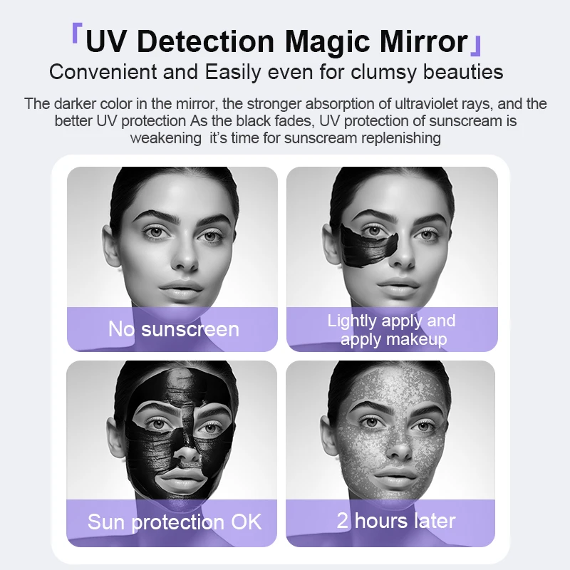 TENGMIR 휴대용 여행용 핸드백 메이크업 거울 LED 카메라 지능형 조명 시각적 얼굴 자외선 차단제 미용 거울