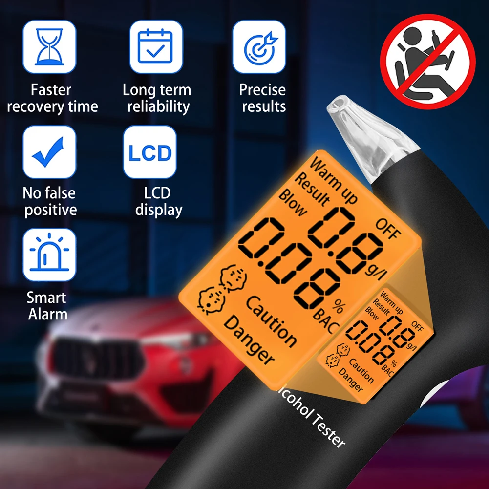 Digital Breathalyzer LCD Display Digital Alcohol Detector Portable Drink-Driving Breathalyzer for Personal & Professional Use