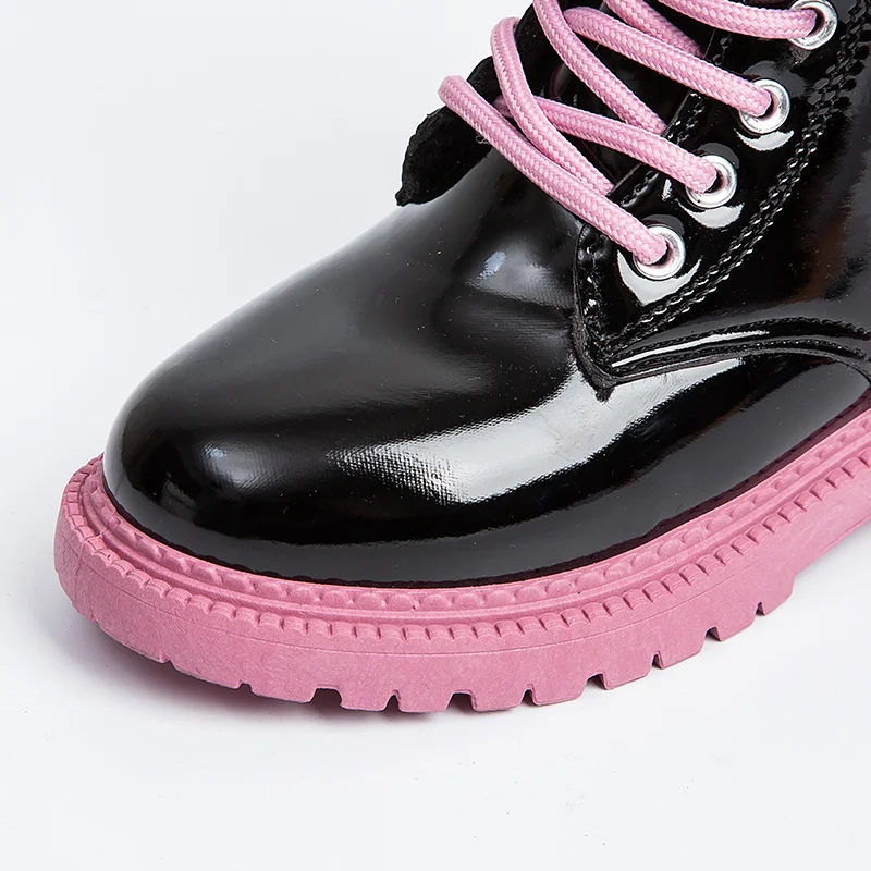 Mädchen-Stiefel, Schnür-Winter-Stiefeletten für kleine Mädchen, Plüsch-Schneestiefel, wasserdichte, rutschfeste Winterschuhe_voghion.com