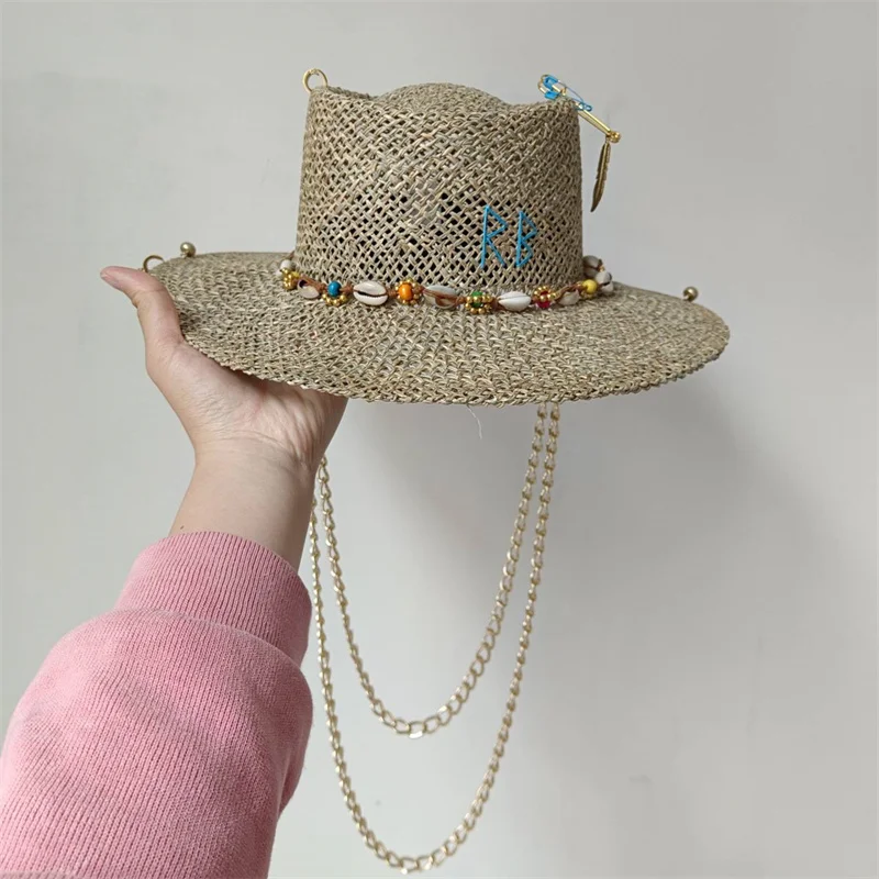 Women's Punk Straw Hat 2023 New Sun Hat Gold Chain Accessories Men's Jazz  Hip Hop Summer Hat Punk Style Beach Hat Church Hat - AliExpress