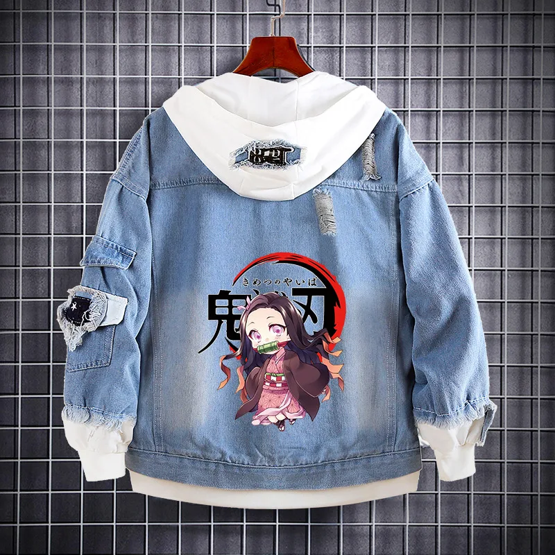 Jaket Bomber Denim DEVIL Slayer Kimetsu 
