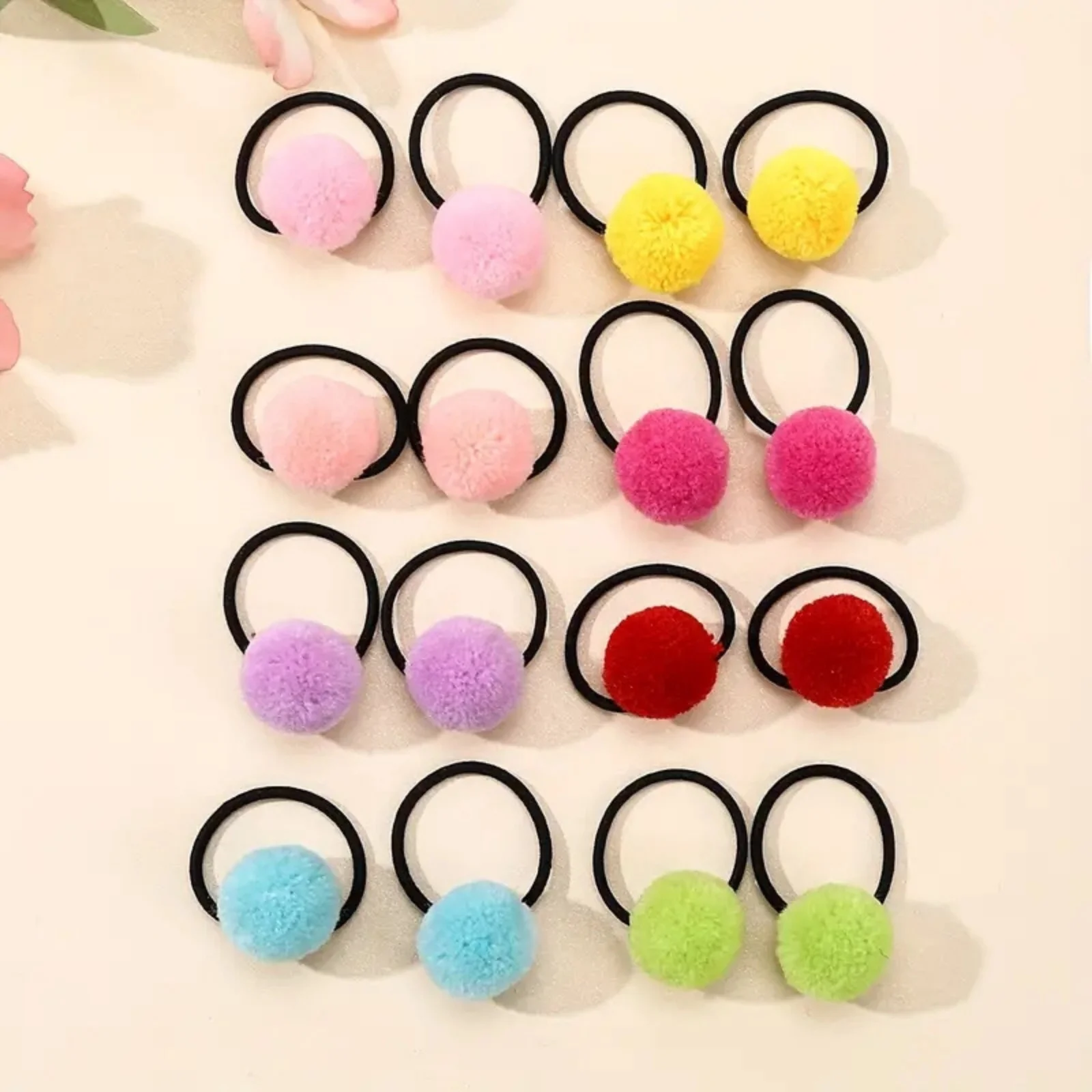 10/20pcs Girls' Elastic Hair Bands with Colorful Pom - Poms, Perfect for Creating Adorable Braided Hairstyles