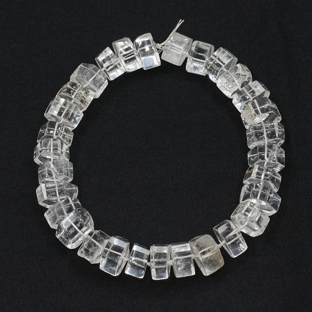 APDGG Natural Clear Quartz Crystal Faceted Cylinder Nugget Real Gemstone Loose Beads 16