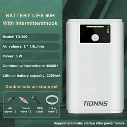 Portable Dual - Purpose Aquarium Air Pump with USB Lithium Battery and Quiet Operation (TD - 200B STONE)