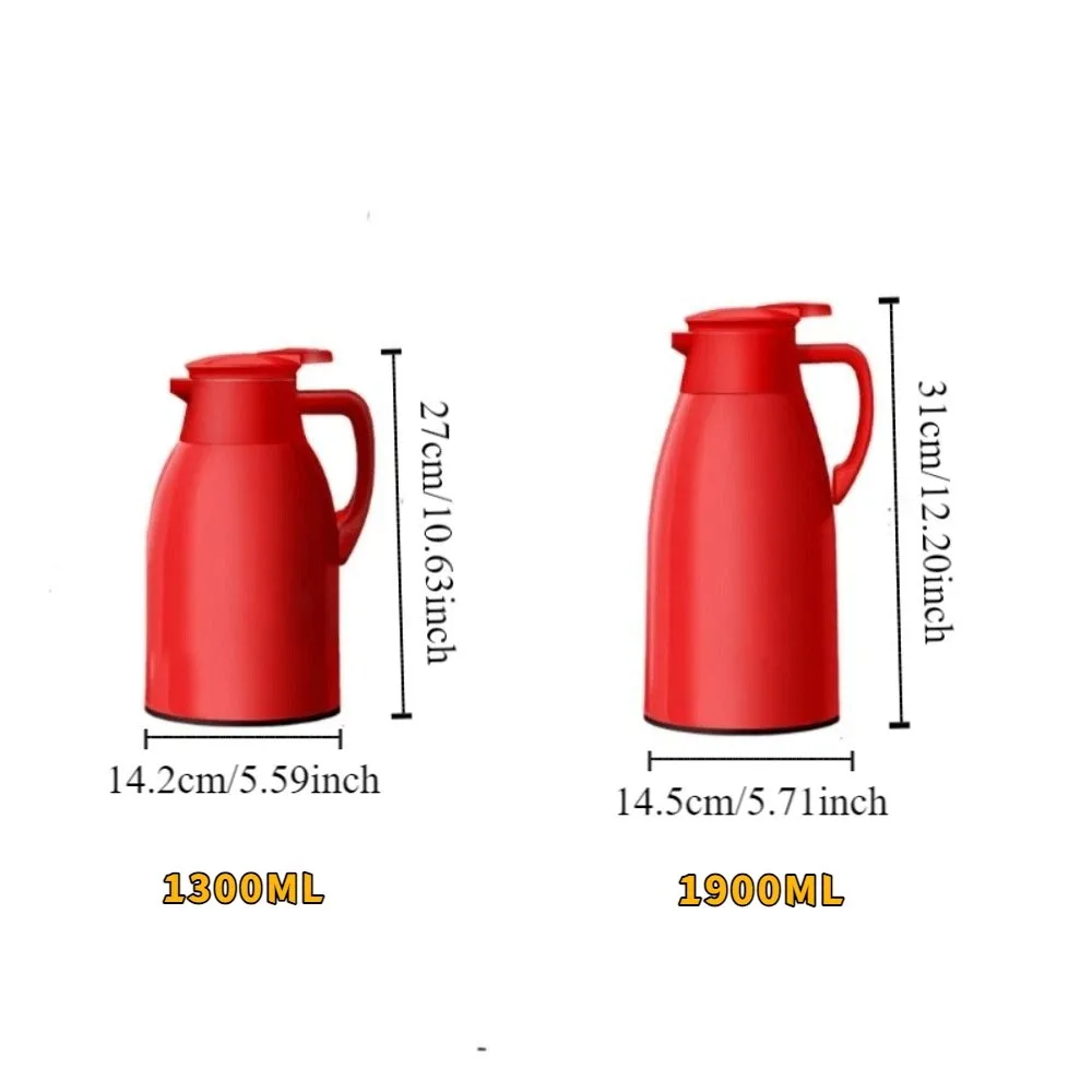 Long Term Insulation 1300/1900ML Insulation Kettle Glass Inner Leakproof Hot Water Jug Large Capacity Vacuum Flask Office