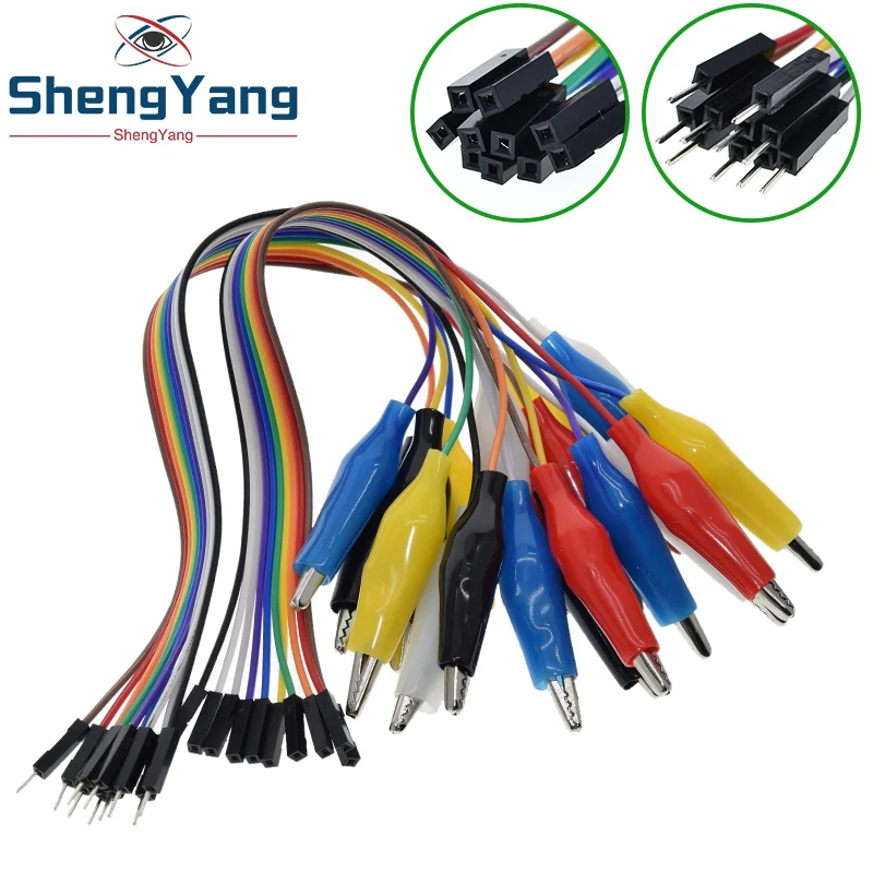 TZT 20cm 30cm 10-Pin Doppelend-Krokodilklemmen Jumperkabel Stecker-Buchse Krokodilklemme Testleitung Verbindungskabel