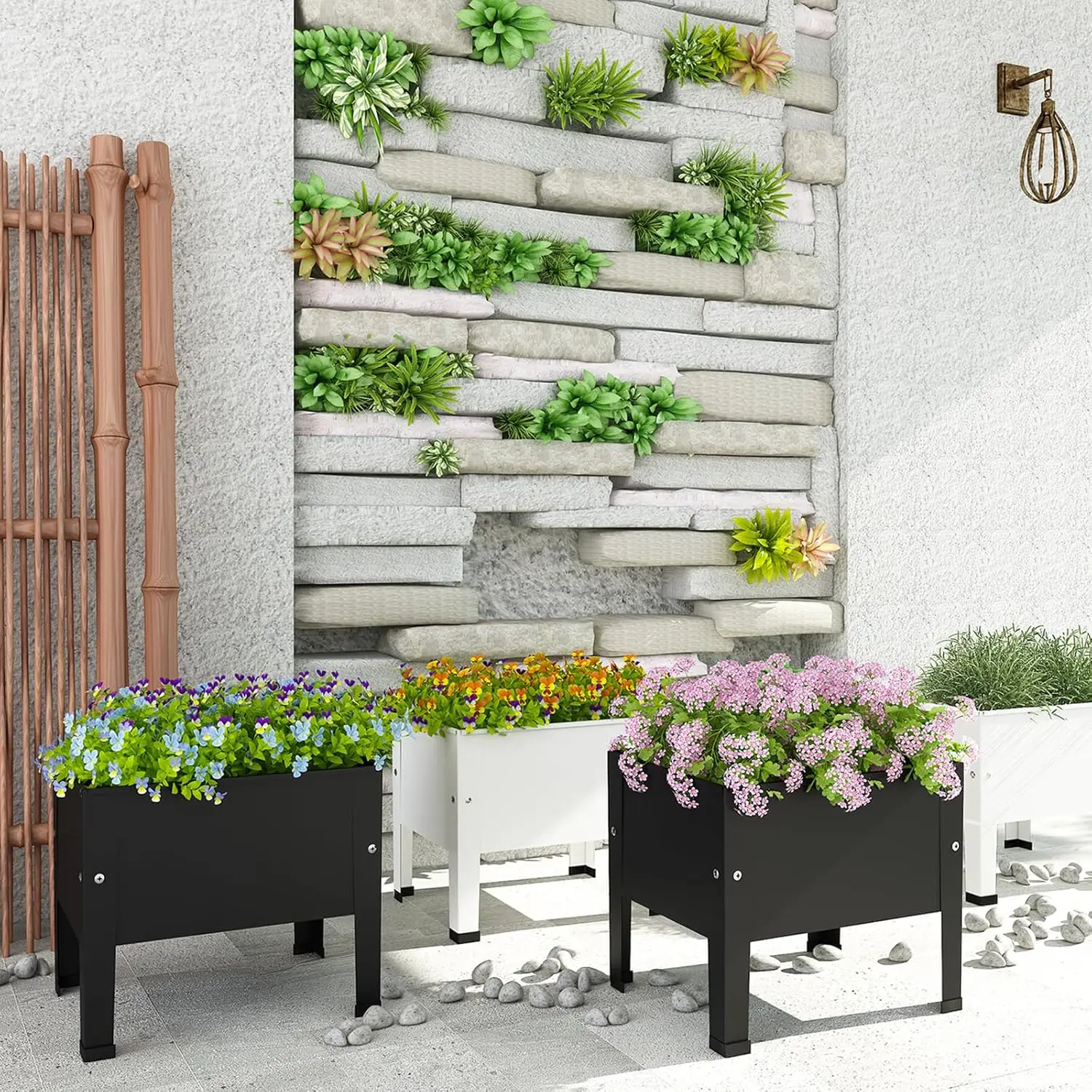 Modern black planter for outdoor decor