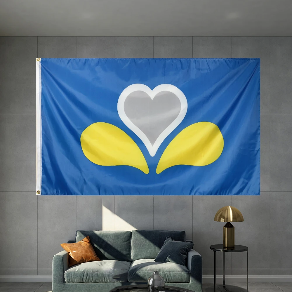 

Flag Of The Brussels Capital Region Graphic Custom Printed Hanging Banner Sport Polyester Shaft Cover Grommets 3X5FT 90X150CM